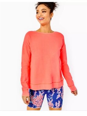 Lilly Pulitzer Coral Crewneck Sweatshirt With Open Back Size XL, New With Tags!